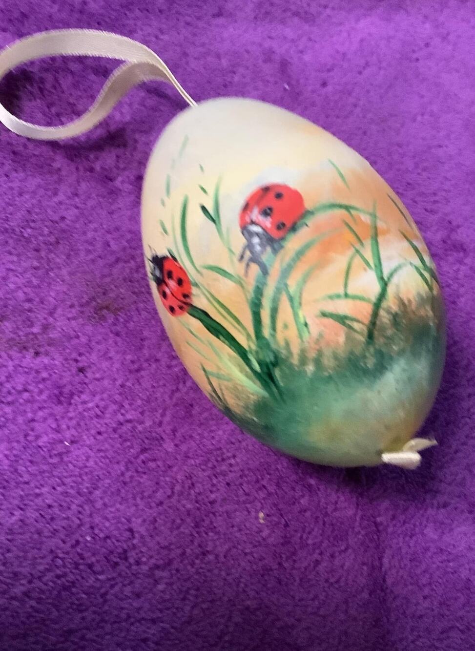 Hand Painted Easter Egg Lady Bug Easter Decor